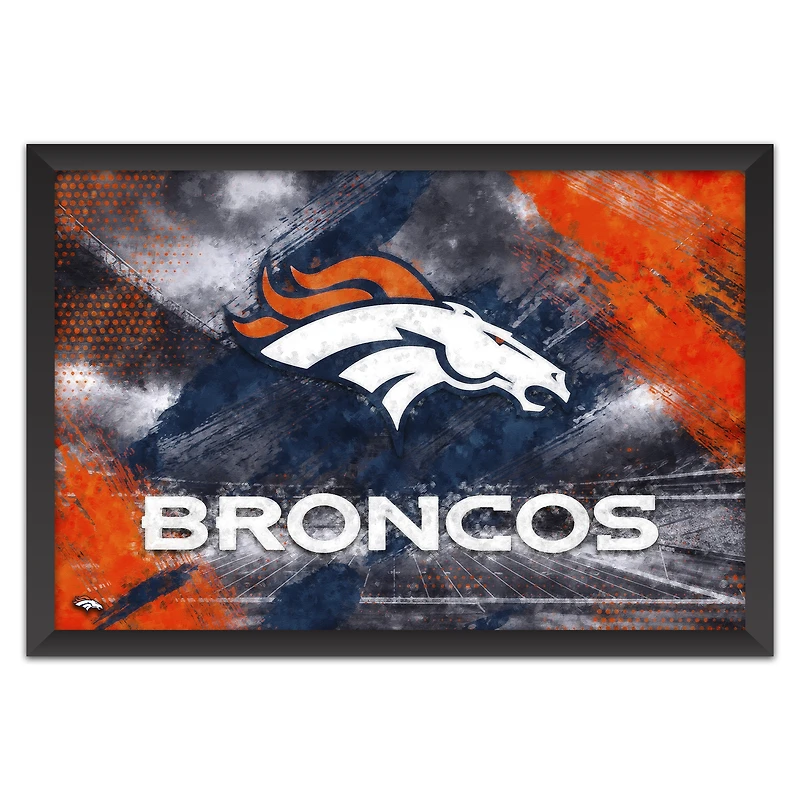 Denver Broncos 14" x 20" Brush Stroke Logo Framed Art Print