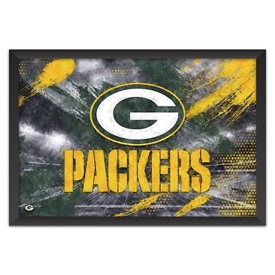 Green Bay Packers 14" x 20" Brush Stroke Logo Framed Art Print