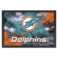 Miami Dolphins 14" x 20" Brush Stroke Logo Framed Art Print