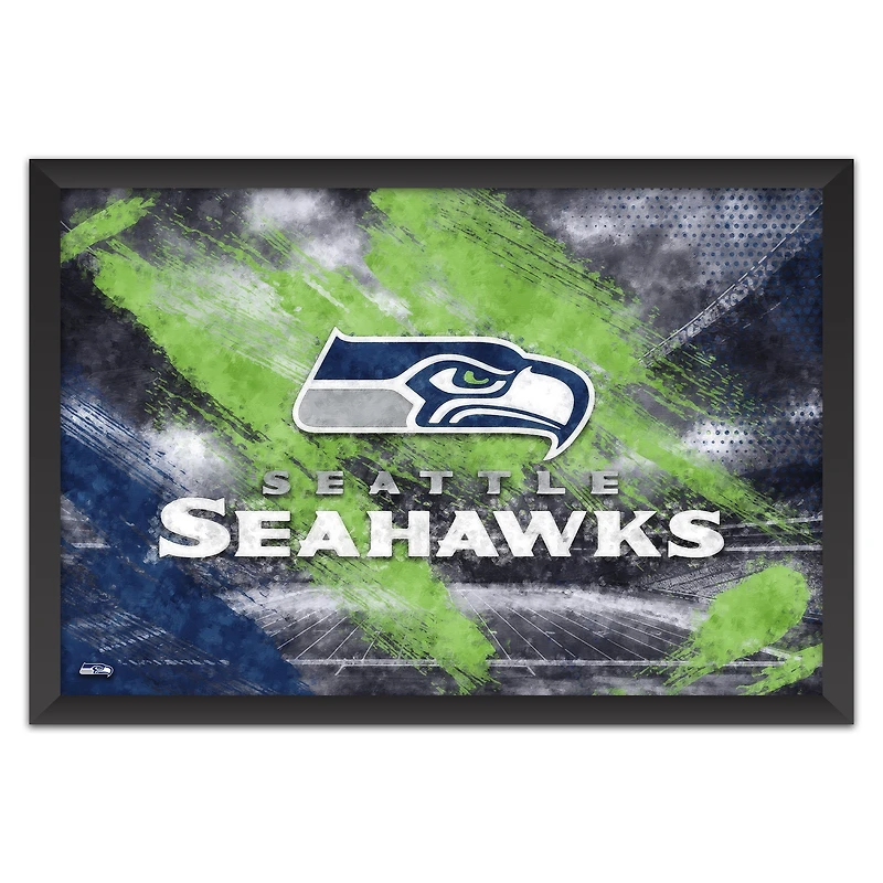 Seattle Seahawks 14" x 20" Brush Stroke Logo Framed Art Print