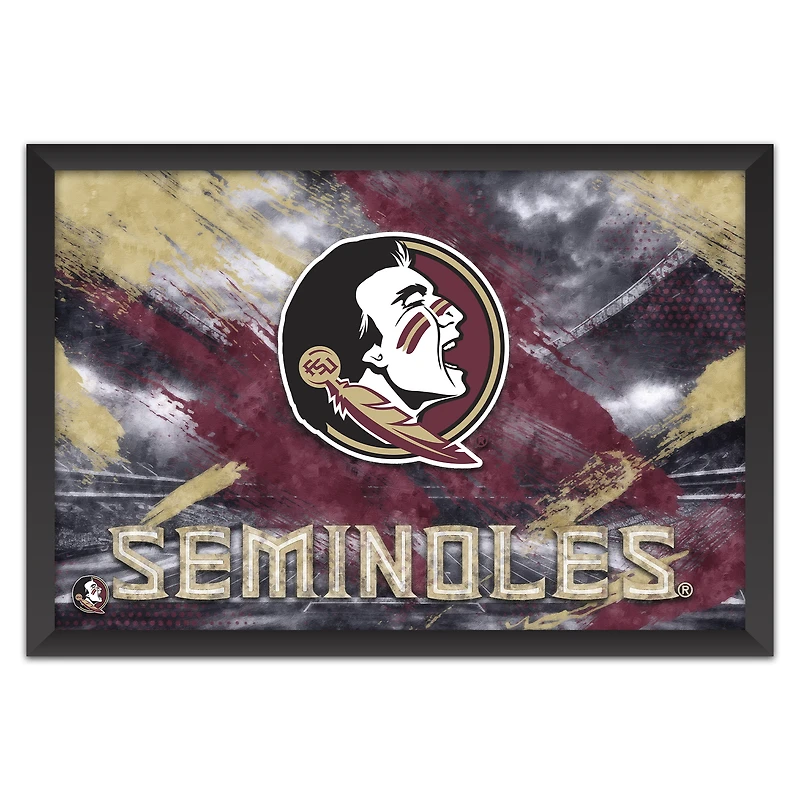 Florida State Seminoles 27" x 39" Brush Stroke Logo Framed Art Print