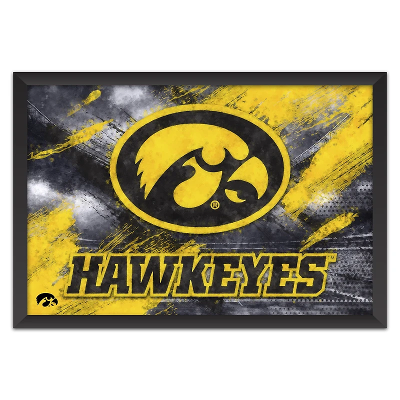 Iowa Hawkeyes 27" x 39" Brush Stroke Logo Framed Art Print