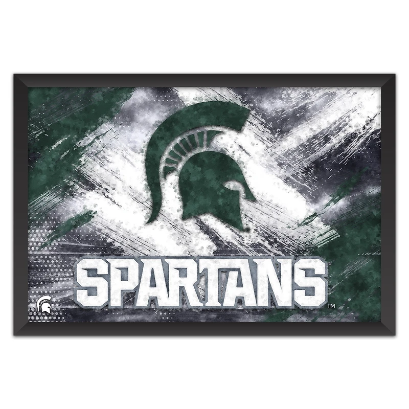 Michigan State Spartans 27" x 39" Brush Stroke Logo Framed Art Print