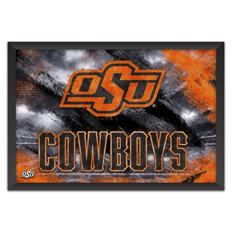 Oklahoma State Cowboys 27" x 39" Brush Stroke Logo Framed Art Print