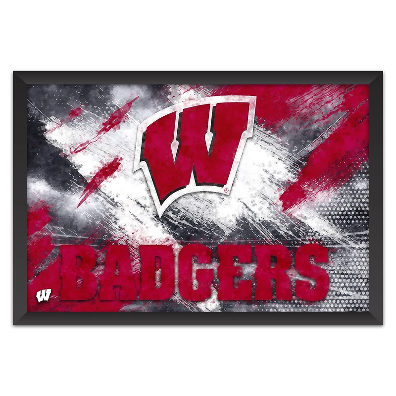 Wisconsin Badgers 14" x 20" Brush Stroke Logo Framed Art Print