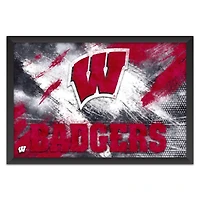 Wisconsin Badgers 14" x 20" Brush Stroke Logo Framed Art Print