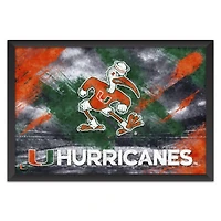 Miami Hurricanes 14" x 20" Brush Stroke Logo Framed Art Print