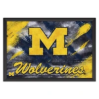 Michigan Wolverines 14" x 20" Brush Stroke Logo Framed Art Print
