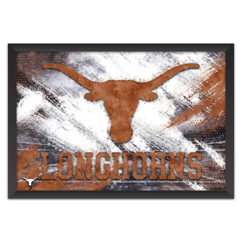 Texas Longhorns 14" x 20" Brush Stroke Logo Framed Art Print