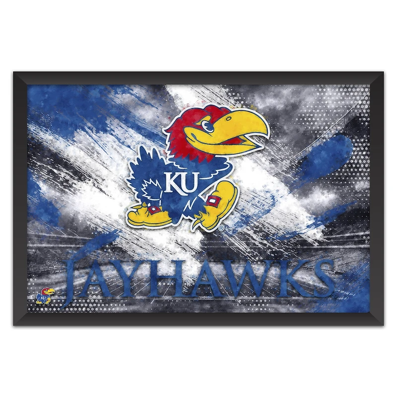 Kansas Jayhawks 14" x 20" Brush Stroke Logo Framed Art Print
