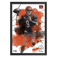 Joe Burrow Cincinnati Bengals 27" x 39" Brush Stroke Player Framed Art Print