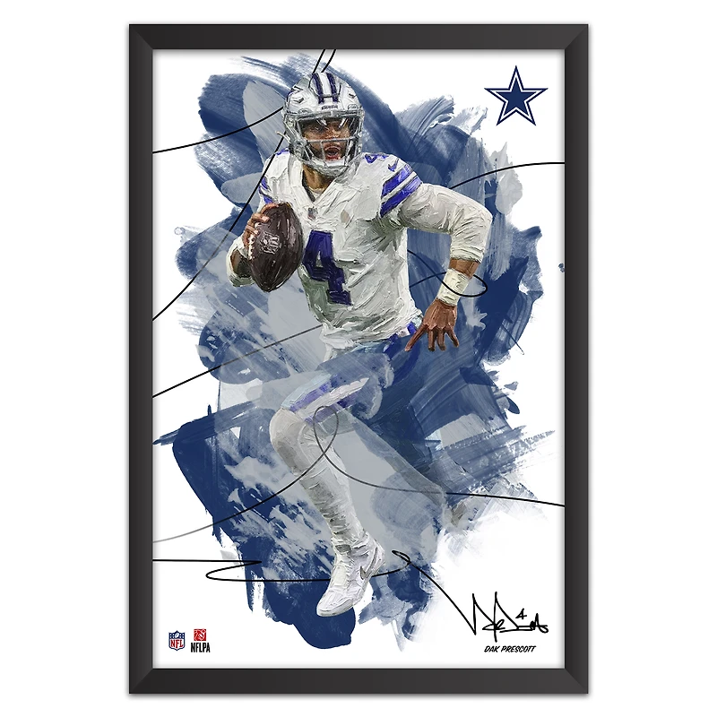 Dak Prescott Dallas Cowboys 27" x 39" Brush Stroke Player Framed Art Print