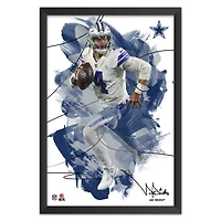 Dak Prescott Dallas Cowboys 27" x 39" Brush Stroke Player Framed Art Print