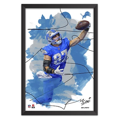 Sam LaPorta Detroit Lions 27" x 39" Brush Stroke Player Framed Art Print
