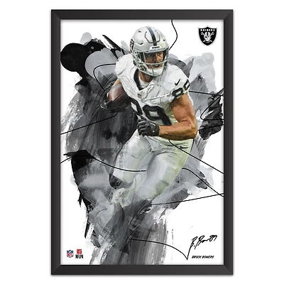 Brock Bowers Las Vegas Raiders 27" x 39" Brush Stroke Player Framed Art Print