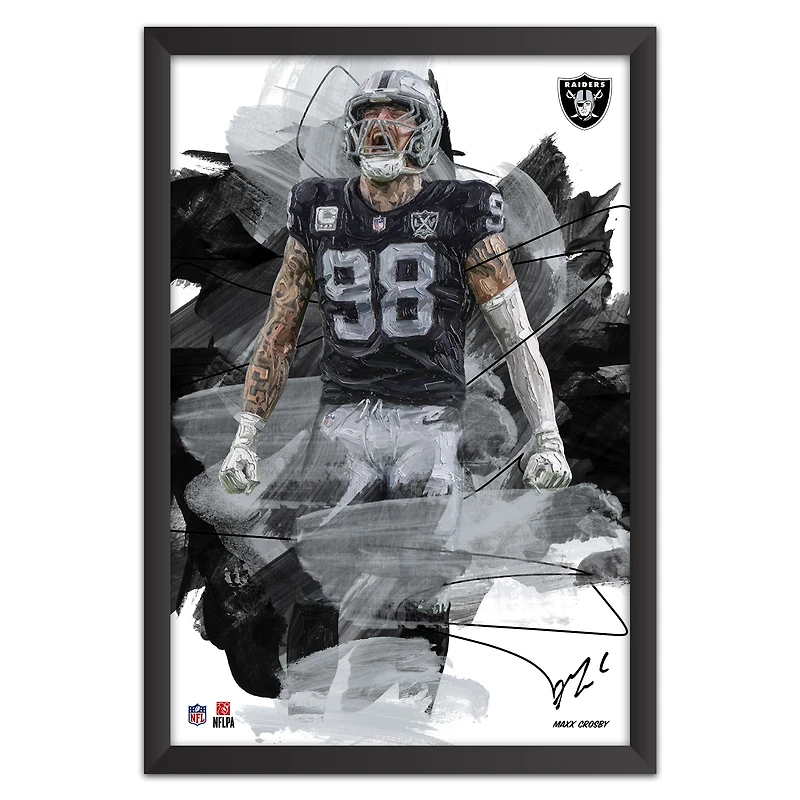 Maxx Crosby Las Vegas Raiders 27" x 39" Brush Stroke Player Framed Art Print