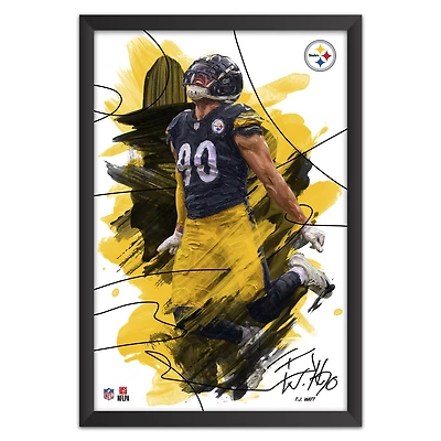 T.J. Watt Pittsburgh Steelers 27" x 39" Brush Stroke Player Framed Art Print