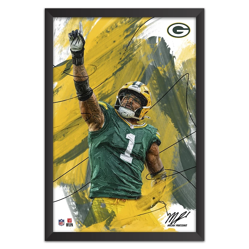 Micah Parsons Green Bay Packers 14" x 20" Brush Stroke Player Framed Art Print
