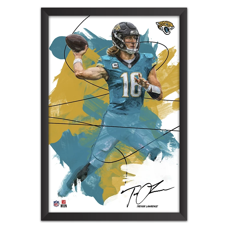 Trevor Lawrence Jacksonville Jaguars 14" x 20" Brush Stroke Player Framed Art Print
