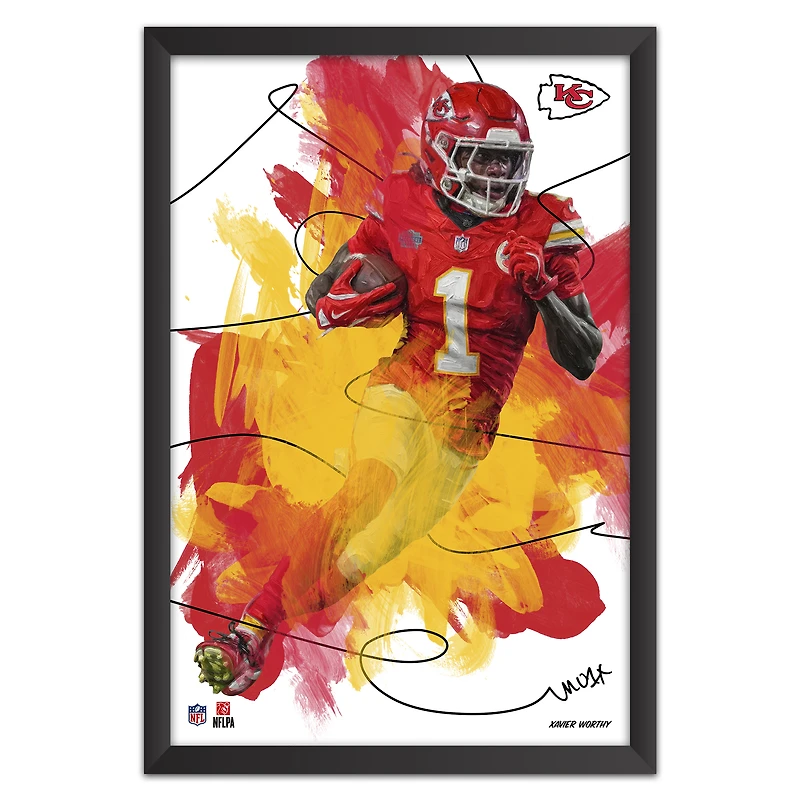 Xavier Worthy Kansas City Chiefs 14" x 20" Brush Stroke Player Framed Art Print