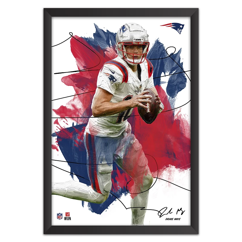 Drake Maye New England Patriots 14" x 20" Brush Stroke Player Framed Art Print