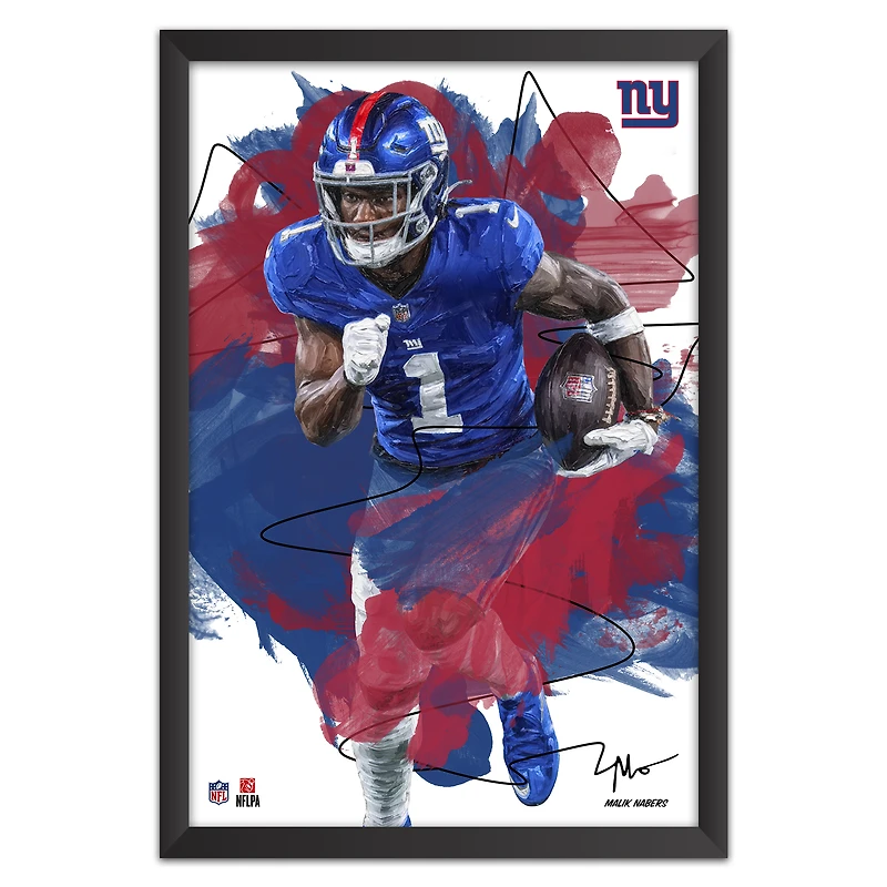 Malik Nabers New York Giants 14" x 20" Brush Stroke Player Framed Art Print