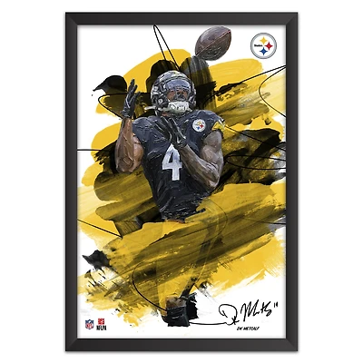 DK Metcalf Pittsburgh Steelers 14" x 20" Brush Stroke Player Framed Art Print