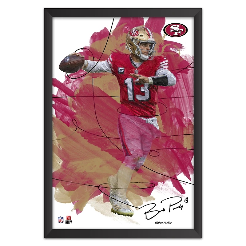 Brock Purdy San Francisco 49ers 14" x 20" Brush Stroke Player Framed Art Print