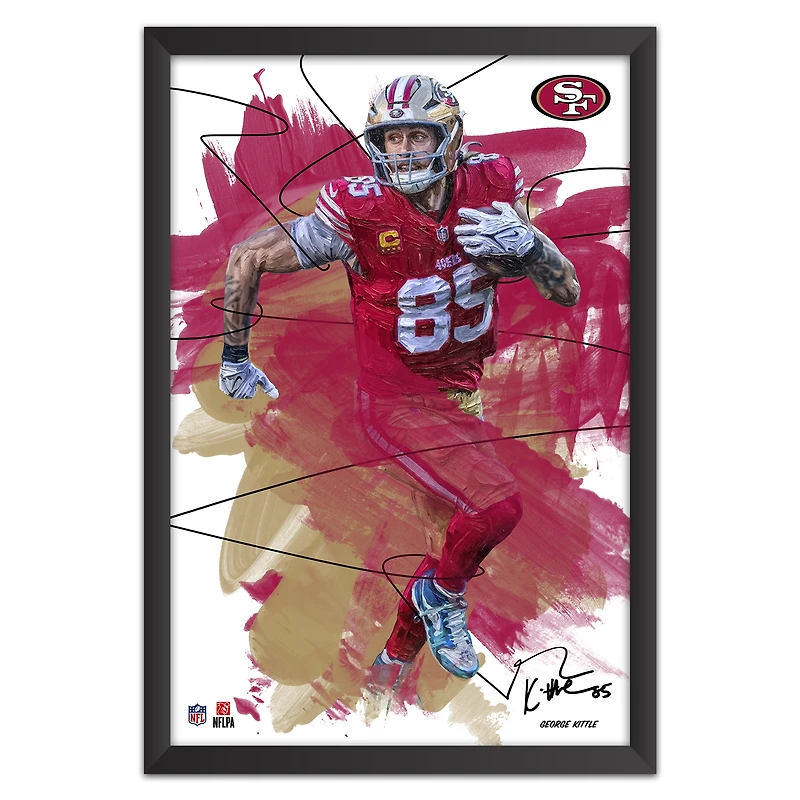George Kittle San Francisco 49ers 14" x 20" Brush Stroke Player Framed Art Print
