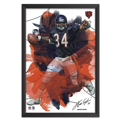 Walter Payton Chicago Bears 27" x 39" Brush Stroke Player Framed Art Print