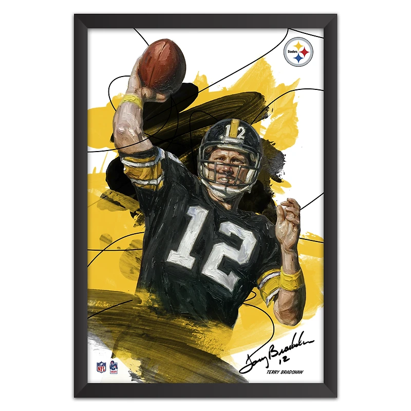 Terry Bradshaw Pittsburgh Steelers 27" x 39" Brush Stroke Player Framed Art Print