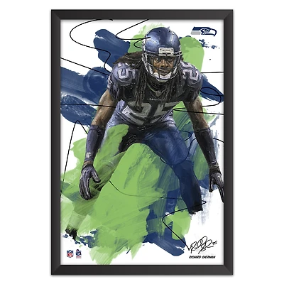 Richard Sherman Seattle Seahawks 14" x 20" Brush Stroke Player Framed Art Print
