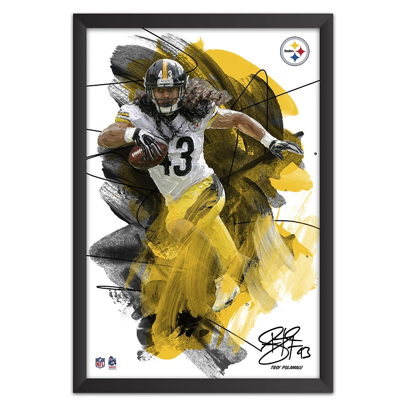 Troy Polamalu Pittsburgh Steelers 14" x 20" Brush Stroke Player Framed Art Print