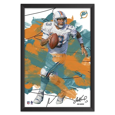 Dan Marino Miami Dolphins 14" x 20" Brush Stroke Player Framed Art Print