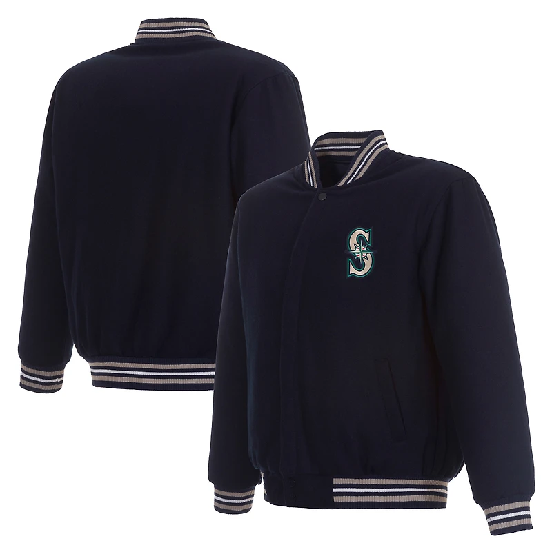 Men's JH Design  Deep Sea Blue Seattle Mariners Full-Zip Reversible Wool Jacket