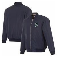 Men's JH Design  Navy Seattle Mariners Full-Zip Reversible Flight Jacket