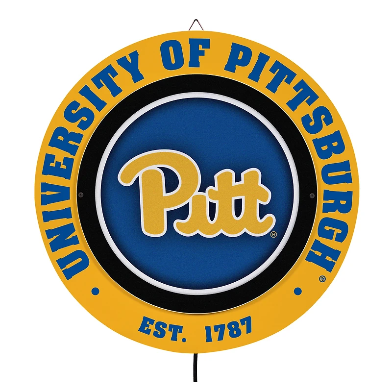 Pitt Panthers 15" LED Round Metal Lit Wall Sign