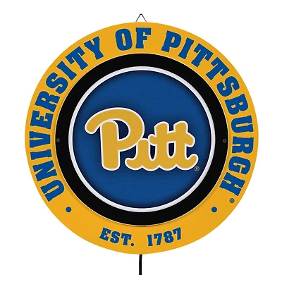 Pitt Panthers 15" LED Round Metal Lit Wall Sign