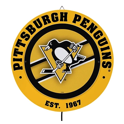 Pittsburgh Penguins 15" LED Round Metal Lit Wall Sign