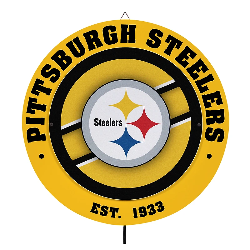 Pittsburgh Steelers 15" LED Round Metal Lit Wall Sign