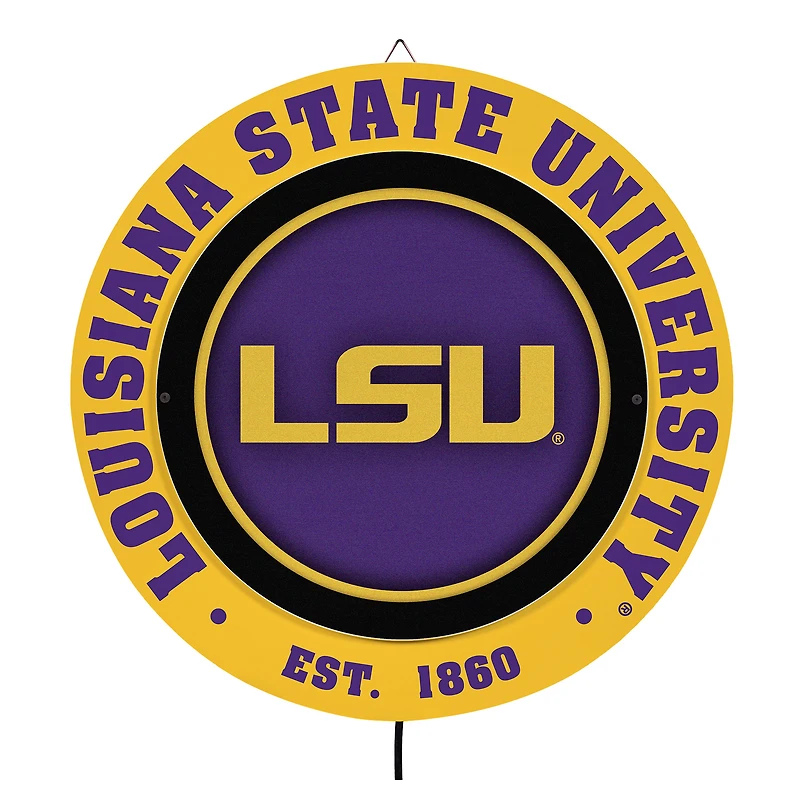 LSU Tigers 15" LED Round Metal Lit Wall Sign