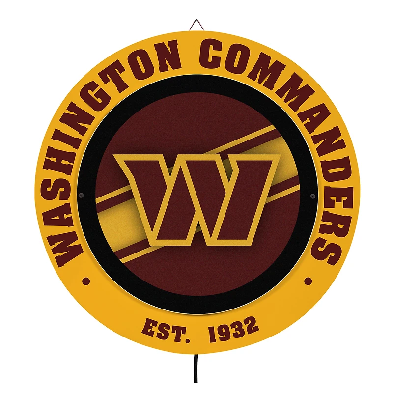 Washington Commanders 15" LED Round Metal Lit Wall Sign