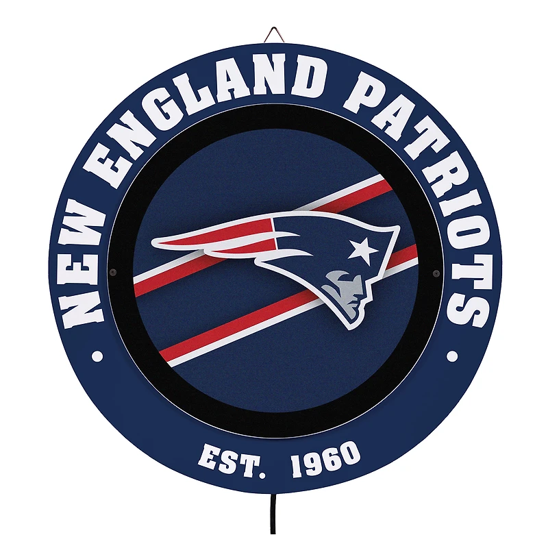 New England Patriots 15" LED Round Metal Lit Wall Sign