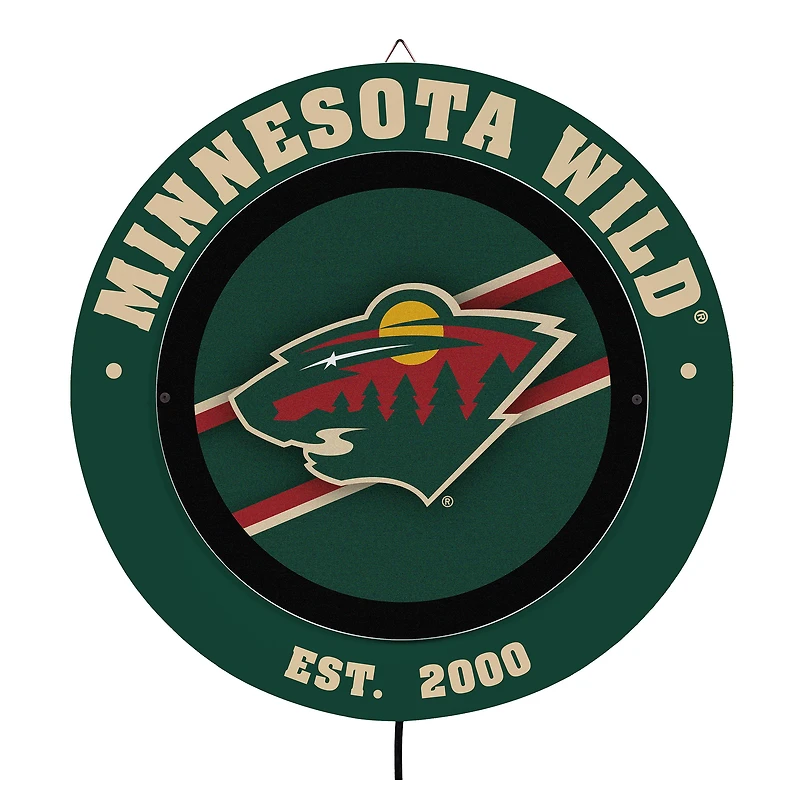 Minnesota Wild 15" LED Round Metal Lit Wall Sign