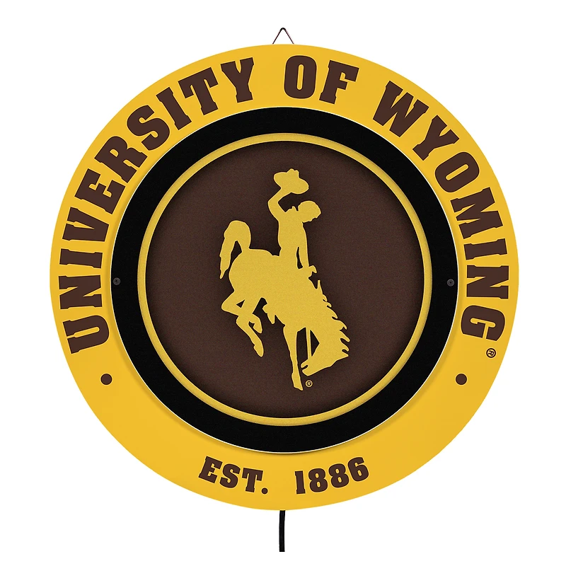 Wyoming Cowboys 15" LED Round Metal Lit Wall Sign