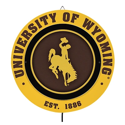 Wyoming Cowboys 15" LED Round Metal Lit Wall Sign