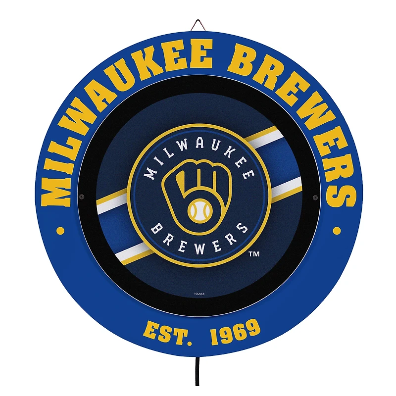 Milwaukee Brewers 15" LED Round Metal Lit Wall Sign