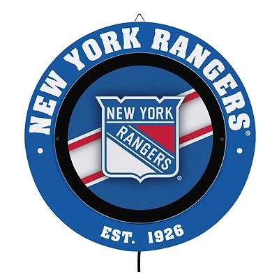 New York Rangers 15" LED Round Metal Lit Wall Sign