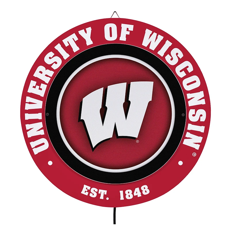 Wisconsin Badgers 15" LED Round Metal Lit Wall Sign