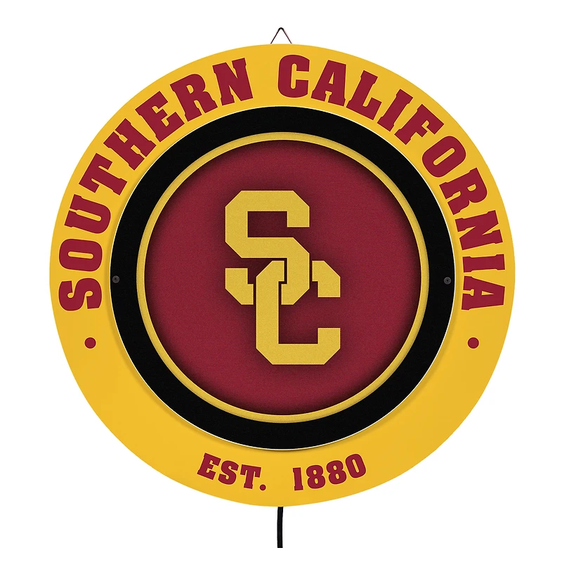 USC Trojans 15" LED Round Metal Lit Wall Sign
